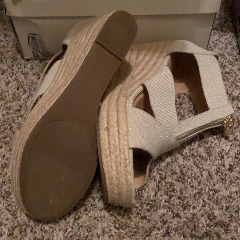 Cream shimmering gold wedges